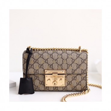 Gucci 2019 Pad Lock Mini Supreme Women Shoulder Bag,20CM - 구찌 2019 패드락 미니 수프림 여성용 숄더백 ,409487 ,GUB0805,20CM,브라운+블랙