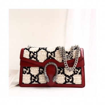 Gucci GG Dionysus Wool & Leather Shoulder Bag ,28CM - 구찌 GG 디오니소스 울 & 레더 숄더백 400249,GUB0803 ,28cm,화이트