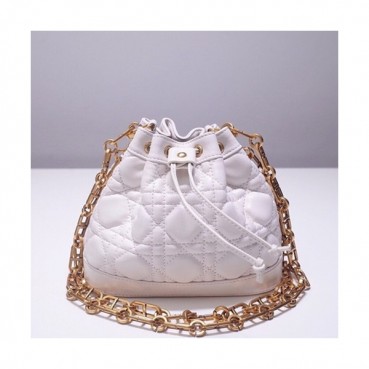 Dior 2019 Bucket Chain Shoulder Bag,18CM - 디올 2019 여성용 버킷 체인 숄더백  DIOB0410,18CM,화이트