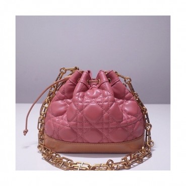 Dior 2019 Bucket Chain Shoulder Bag,18CM - 디올 2019 여성용 버킷 체인 숄더백  DIOB0408,18CM,핑크