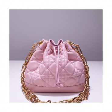 Dior 2019 Bucket Chain Shoulder Bag,18CM - 디올 2019 여성용 버킷 체인 숄더백  DIOB0407,18CM,핑크