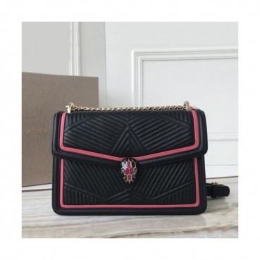 Bvlgari 2019 Serpenti Forever Chain Shoulder Bag,24CM - 불가리 2019 세르펜티 포에버 체인 숄더백,BVLB0132,24cm,블랙