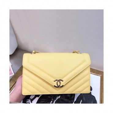 Chanel 2019  Women Large Flap Chain Shoulder Bag,26CM - 샤넬 2019 여성용 라지 플랩 체인 숄더백 ,CHAB1140,26CM,옐로우