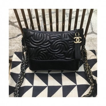 Chanel 2019 Gabrielle Hobo Leather Shoulder Bag ,20CM - 샤넬 2019 가브리엘 호보 레더 숄더백,CHAB1098,20CM,블랙