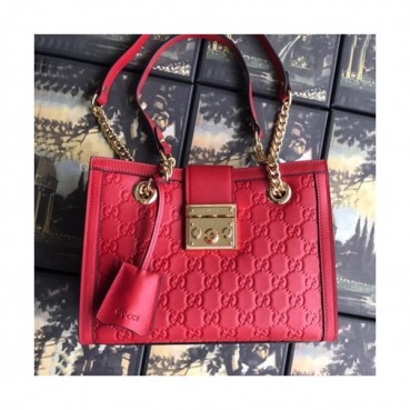 Gucci 2019 GG Supreme Padlock Small Shoulder Bag,26CM - 구찌 2019 GG 수프림 패드락 스몰 숄더백 ,498156,GUB0746,26CM,레드