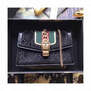 Gucci 2019 Sylvie VelVet Chain Shoulder Bag,19CM - 구찌 2019 실비 벨벳 체인 숄더백 494642,GUB0718,19CM,블랙