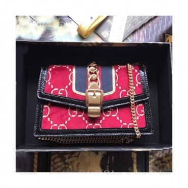 Gucci 2019 Sylvie VelVet Chain Shoulder Bag,19CM - 구찌 2019 실비 벨벳 체인 숄더백 494642,GUB0716,19CM,레드