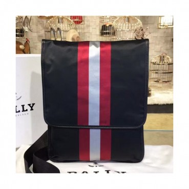 Bally 2019 Nylon & Leather Shoulder Bag,33cm  - 발리 2019 나일론 & 레더 남성용 숄더백 BALB0064,33cm,블랙
