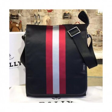 Bally 2019 Nylon & Leather Shoulder Bag,33cm  - 발리 2019 나일론 & 레더 남성용 숄더백 BALB0063,33cm,블랙