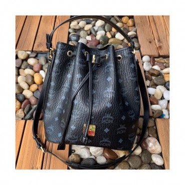 MCM 2019 Visetos Bucket Tote Shoulder Bag,26cm - 엠씨엠 2019 여성용 비세토스 버킷 토트 숄더백 MCMB0329, 26cm,블랙