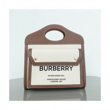 Burberry 2019 Canvas & Leather Shoulder Bag, 26cm - 버버리 2019 여성용 캔버스 & 레더 숄더백 ,BURB0362,26cm,브라운+연베이지