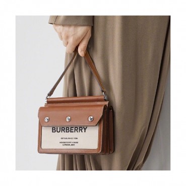 Burberry 2019 Canvas & Leather Shoulder Bag, 19cm - 버버리 2019 여성용 캔버스 & 레더 숄더백 ,BURB0361,19cm,브라운+연베이지