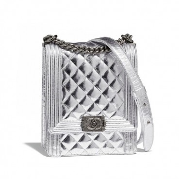 Chanel 2019 Boy Leather Chain Shoulder Bag ,19cm - 샤넬 2019 보이 레더 체인 숄더백 CHAB1050,19CM,실버
