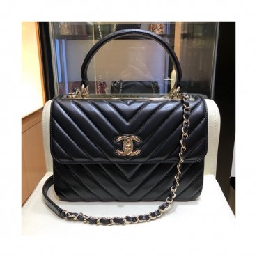 Chanel 2019 Woman Leather Chain Tote Shoulder Bag,25CM - 샤넬 2019 여성용 레더 체인 토트 숄더백,CHAB1039,25CM,블랙