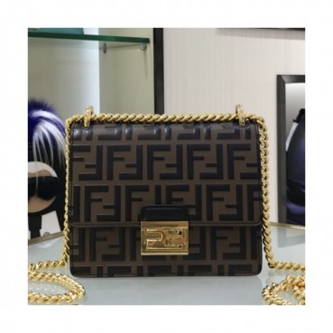 Fendi 2019 Leather Chain Shoulder Bag ,19CM - 펜디 2019 레더 체인 숄더백  FENB0446,19CM,브라운