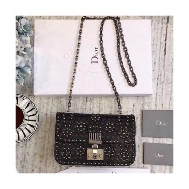 Dior 2019 Addict Leather Chain Shoulder Bag,21CM - 디올 2019 어딕트 레더 체인 숄더백 DIOB0375,21CM,블랙