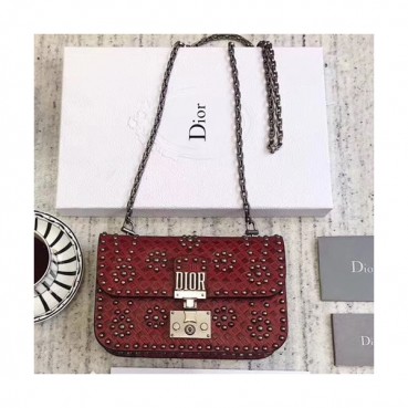 Dior 2019 Addict Leather Chain Shoulder Bag,21CM - 디올 2019 어딕트 레더 체인 숄더백 DIOB0374,24CM,레드