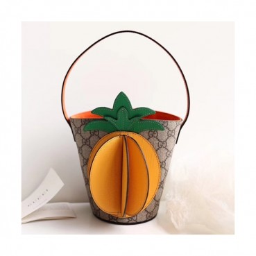 Gucci GG Children Bucket Shoulder Bag,19CM - 구찌 GG 칠드런 버킷 숄더백 580850,GUB0686,19CM,브라운