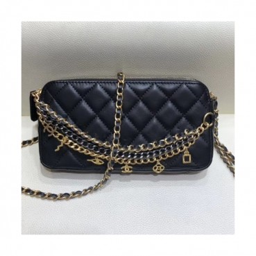 Chanel 2019 Leather Chain Shoulder Bag,19CM - 샤넬 2019 레더 체인 숄더백,CHAB0987,19CM,블랙