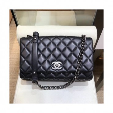 Chanel 2019 Leather Women Chain Shoulder Bag,28CM - 샤넬 2019 레더 여성용 체인 숄더백,CHAB0940,28CM,블랙