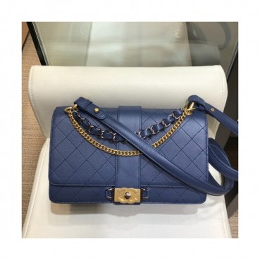 Chanel 2019 Leather Large Shoulder Bag ,25CM - 샤넬 2019 레더 여성용 라지 숄더백  CHAB0921,25CM,블루