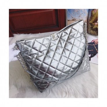 Chanel 2019 Leather Shoulder Shopper Bag ,34CM - 샤넬 2019 레더 숄더 쇼퍼백  CHAB0909,34CM,실버