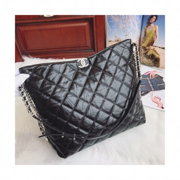 Chanel 2019 Leather Shoulder Shopper Bag ,34CM - 샤넬 2019 레더 숄더 쇼퍼백  CHAB0908,34CM,블랙