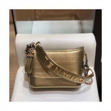 Chanel 2018 Gabrielle Hobo Leather Shoulder Bag ,20CM - 샤넬 2018 가브리엘 호보 레더 숄더백,CHAB0856,20CM,옐로우골드