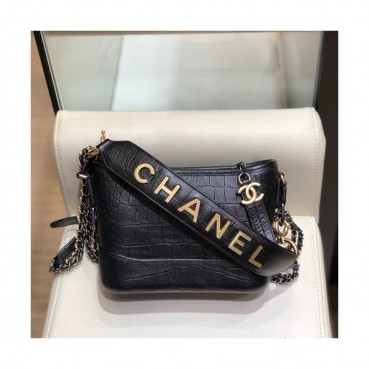 Chanel 2018 Gabrielle Hobo Leather Shoulder Bag ,20CM - 샤넬 2018 가브리엘 호보 레더 숄더백,CHAB0855,20CM,블랙