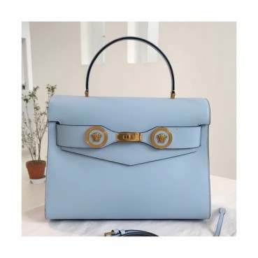 Versace 2019 Women Leather Tote Shoulder Bag,32CM - 베르사체 2019 여성용 레더 토트 숄더백 ,VERB0063,32CM,스카이블루