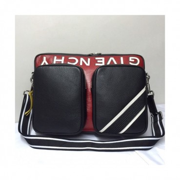 Givenchy 2019 Leather Messenger Shoulder Bag,37CM - 지방시 2019 레더 남성용 메신저 숄더백,GVB0105,37CM,블랙+레드