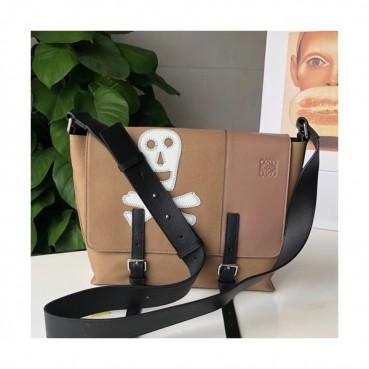 Loewe 2019 Military Messenger Shoulder Bag, 32CM - 로에베 2019 밀리터리 남성용 메신저 숄더백 ,LOEB0317,32CM, 카멜베이지