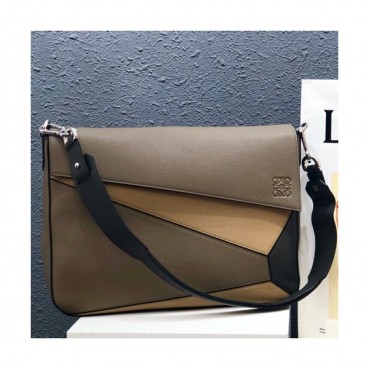 Loewe 2019 Puzzle Messenger Shoulder Bag, 36.5CM - 로에베 2019 남성용 퍼즐 메신저 숄더백 ,LOEB0221, 36.5CM, 카키+베이지