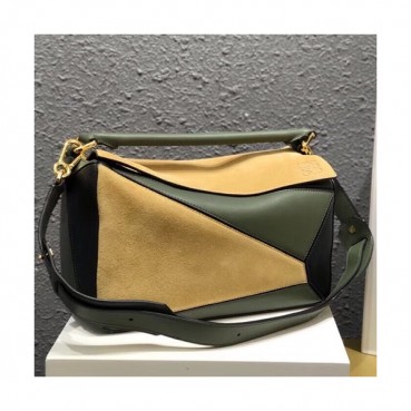 Loewe 2019 Puzzle Medium Shoulder Bag, 29CM - 로에베 2019 퍼즐 미듐 숄더백 ,LOEB0197, 29CM,베이지+그린