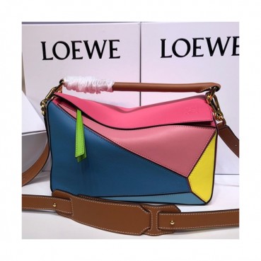 Loewe 2019 Puzzle Medium Shoulder Bag, 29CM - 로에베 2019 퍼즐 미듐 숄더백 ,LOEB0195, 29CM,핑크+블루