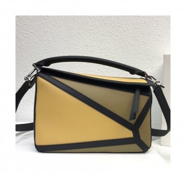 Loewe 2019 Puzzle Medium Shoulder Bag, 29CM - 로에베 2019 퍼즐 미듐 숄더백 ,LOEB0196, 29CM,라이트옐로우+카키