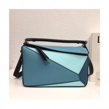 Loewe 2019 Puzzle Medium Shoulder Bag, 29CM - 로에베 2019 퍼즐 미듐 숄더백 ,LOEB0175, 29CM,블루