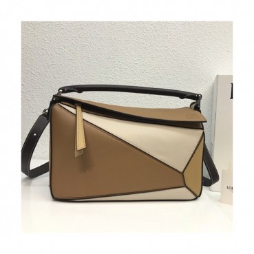 Loewe 2019 Puzzle Medium Shoulder Bag, 29CM - 로에베 2019 퍼즐 미듐 숄더백 ,LOEB0174, 29CM,카키+오트밀