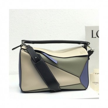 Loewe 2019 Puzzle Medium Shoulder Bag, 29CM - 로에베 2019 퍼즐 미듐 숄더백 ,LOEB0171, 29CM,베이지+카키