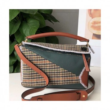 Loewe 2019 Puzzle Medium Shoulder Bag, 29CM - 로에베 2019 퍼즐 미듐 숄더백 ,LOEB0165, 29CM,다크그린