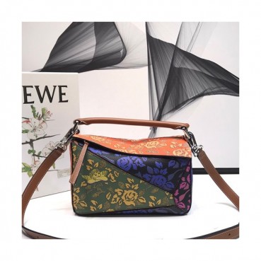 Loewe 2019 Puzzle Small Shoulder Bag, 24CM - 로에베 2019 퍼즐 스몰 숄더백 ,LOEB0155, 24CM,오렌지+그린(블랙)