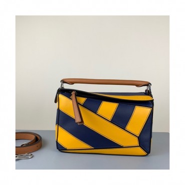 Loewe 2019 Puzzle Small Shoulder Bag, 24CM - 로에베 2019 퍼즐 스몰 숄더백 ,LOEB0152, 24CM,옐로우+블루