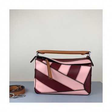 Loewe 2019 Puzzle Small Shoulder Bag, 24CM - 로에베 2019 퍼즐 스몰 숄더백 ,LOEB0151, 24CM,핑크+와인