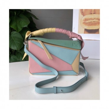 Loewe 2019 Puzzle Small Shoulder Bag, 23CM - 로에베 2019 퍼즐 스몰 숄더백 ,LOEB0141, 23CM,핑크+스카이블루