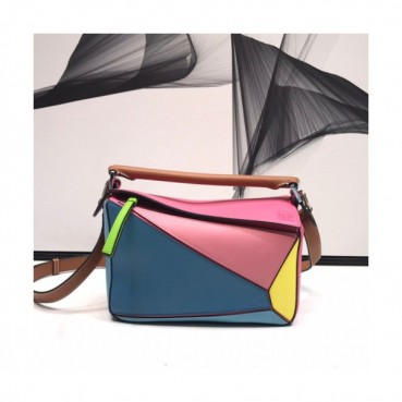 Loewe 2019 Puzzle Small Shoulder Bag, 24CM - 로에베 2019 퍼즐 스몰 숄더백 ,LOEB0133, 24CM, 핑크+블루