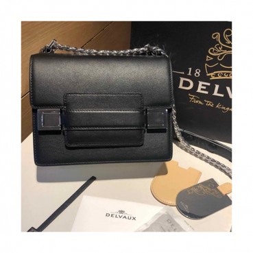 Delvaux 2019 Leather Shoulder Bag,18CM - 델보 2019 레더 숄더백,DVB0321 .18CM,블랙