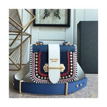 Prada 2019 Leather Pionniere Shoulder Bag,20CM - 프라다 2019 레더 파이오니어 숄더백 ,1BD074,20cm,블루