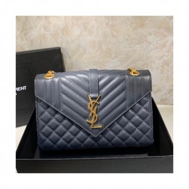 Saint Laurent 2019 Women Envelop Satchel Shoulder Bag,24CM - 입생로랑 2019 여성용 엔벨롭 사첼 숄더백 487206, SLB0419,24CM,블루