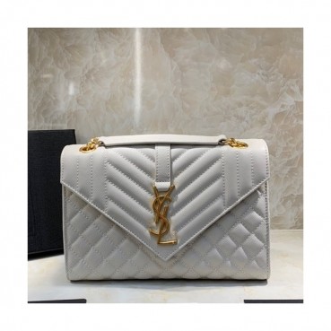 Saint Laurent 2019 Women Envelop Satchel Shoulder Bag,24CM - 입생로랑 2019 여성용 엔벨롭 사첼 숄더백 487206, SLB0418,24CM,화이트