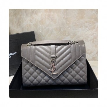 Saint Laurent 2019 Women Envelop Satchel Shoulder Bag,24CM - 입생로랑 2019 여성용 엔벨롭 사첼 숄더백 487206, SLB0417,24CM,그레이